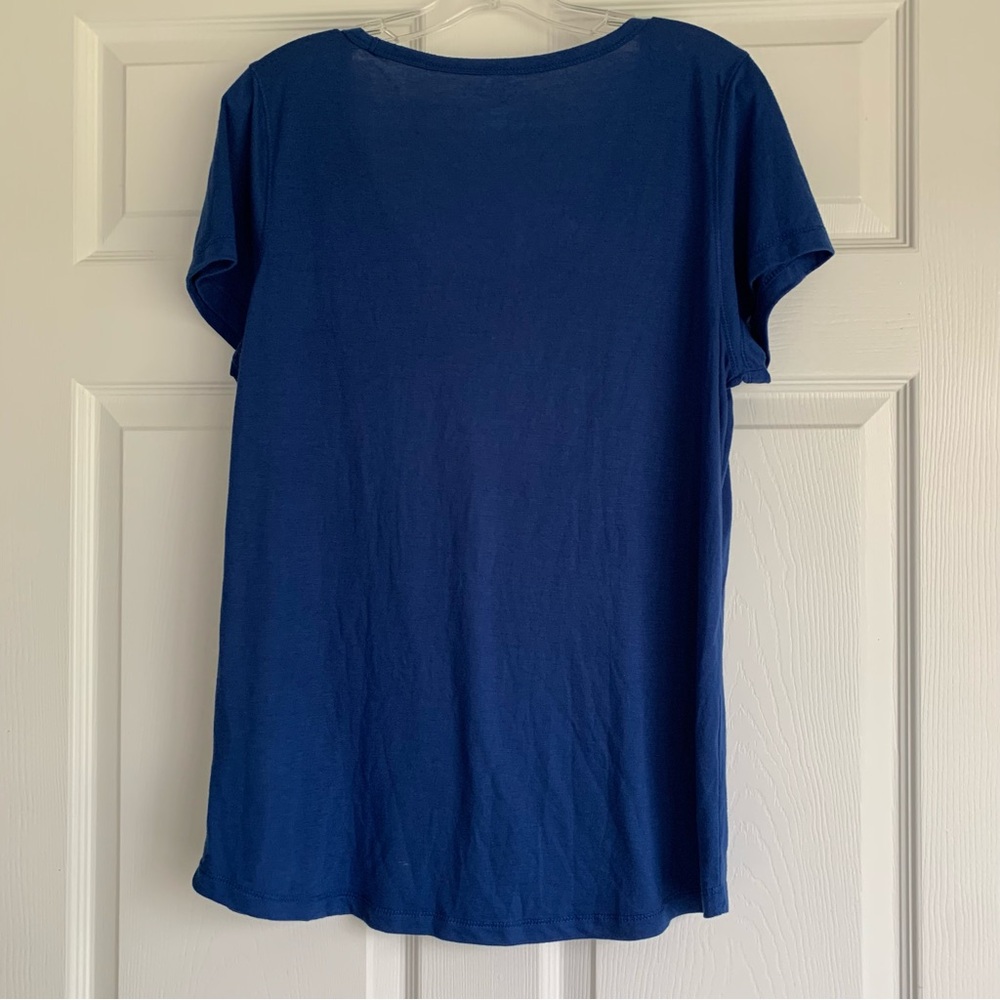 Kansas City Royals Scoop Neck Tee - Blue Sparkling White Logo XL Lightweight - Picture 3 of 6